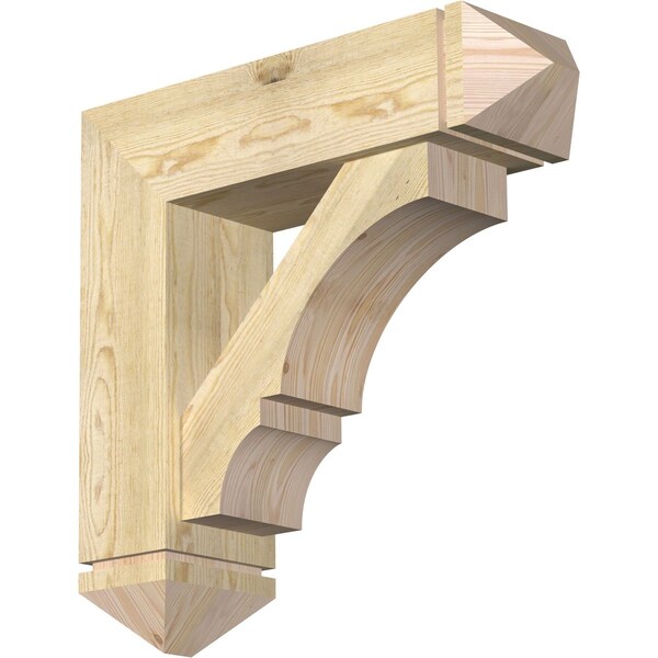 Ekena Millwork Balboa Arts and Crafts Rough Sawn Bracket w/ Offset Brace, Douglas Fir, 8"W x 28"D x 28"H BKT0806X28X28BOA03RDF - main